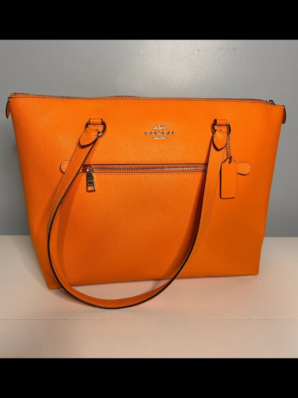 Coach Outlet Gallery Shoulder Tote Bag Orange Leather (*stain*)